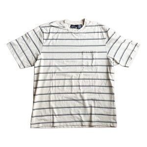 Puritan Cream T-Shirt with Navy Stripe and Pocket